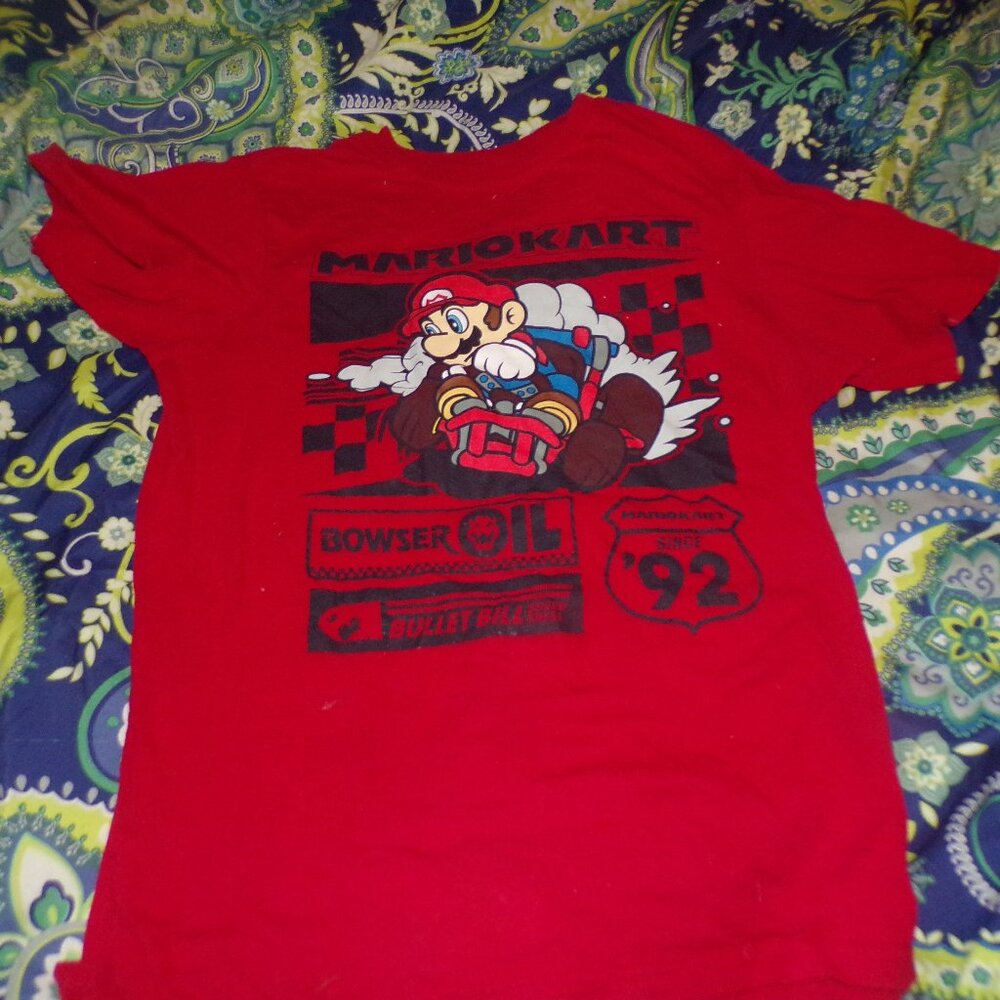 Mario Kart Official Licensed Nintendo Red T-Shirt Game Boys sz Xl 14/16